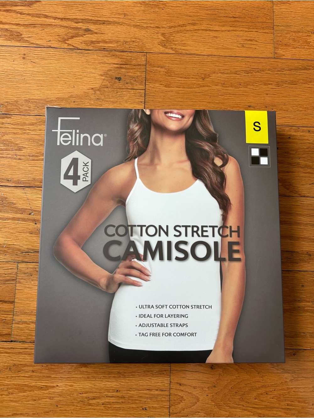 Felina White / black Cotton Stretch Camisole 4 pack